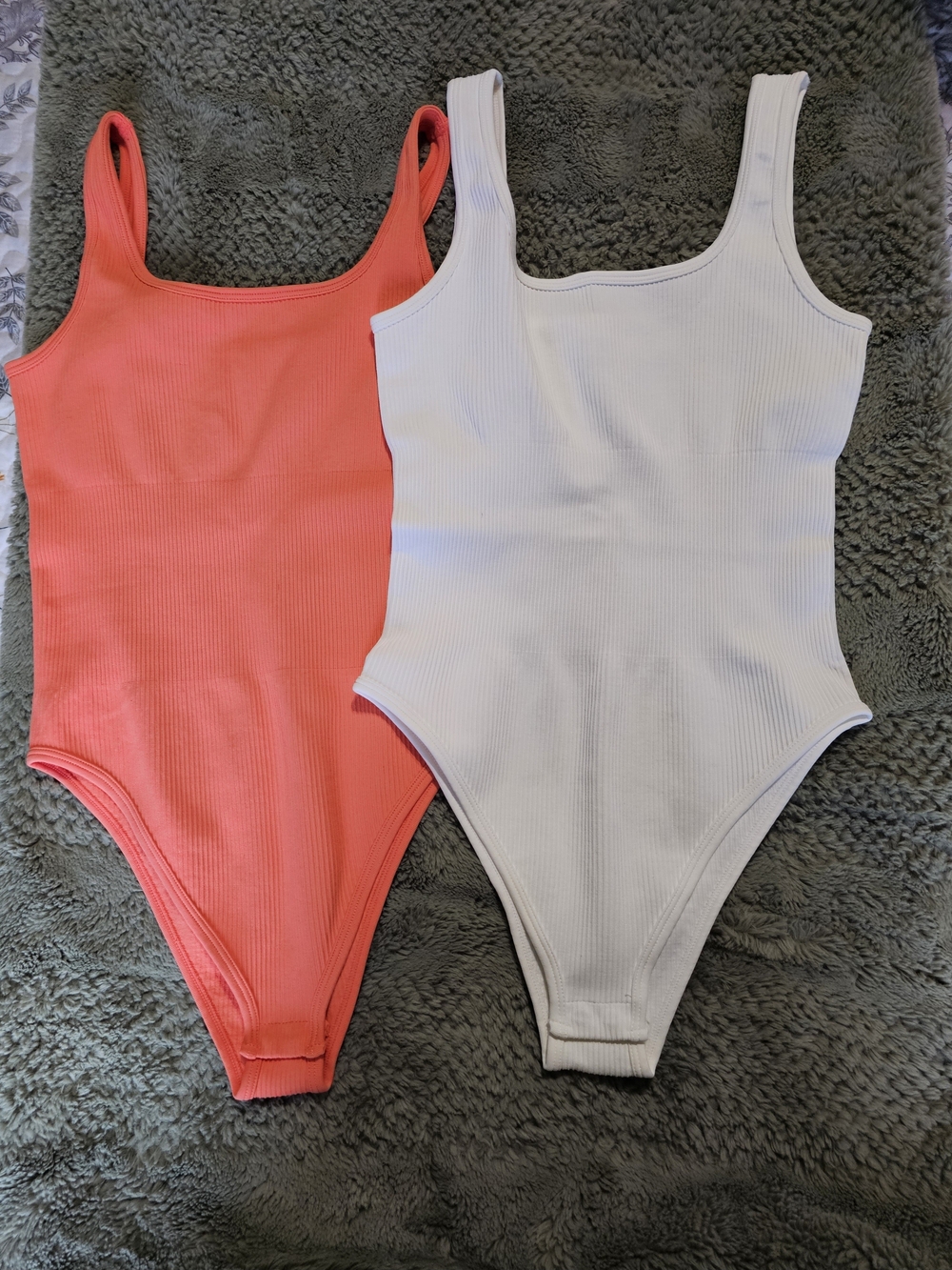 Womens Bodysuits - White And Coral